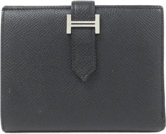Herm&egrave;s Black Epsom Leather Wallet (Bi-Fold) (Pre-Owned)