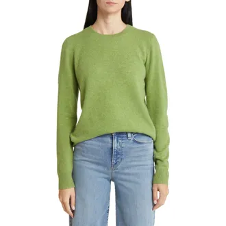 Nordstrom Cashmere Crewneck Sweater in Olive Epsom at Nordstrom, Size Small