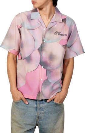 Pleasures x Richard Bernstein Pearl Print Camp Shirt in Pink at Nordstrom, Size X-Large
