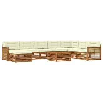 vidaXL Set Di Divani Da Esterno 9 Pz Naturale E Crema Vidaxl