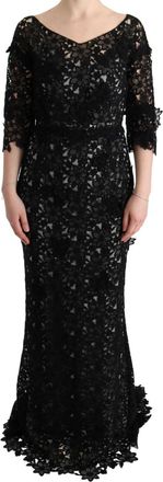 Dolce & Gabbana Womens Floral Lace Maxi Dress Style Sig60574 - Black Silk - Size EU 34 (Womens)