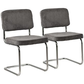 Happy Garden Conjunto 2 sillas cantilever en terciopelo gris y acero