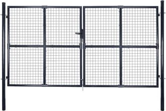 vidaXL Vidaxl - Cancello per Giardino Rete in Acciaio Zincato 289x150 cm Grigio