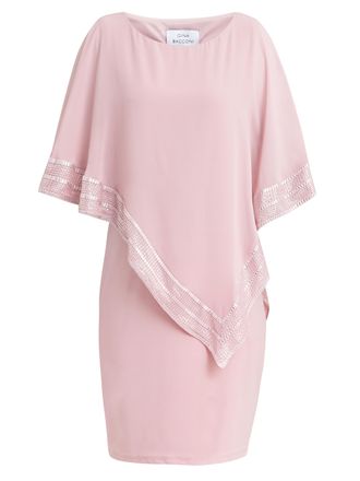 Gina Bacconi Womens Lucy Metallic Trim Asymmetric Dress - Rose - Size 12 UK