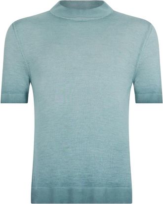 Malo Collared T-shirt - Heren - Cashmere truien - Blauw - L - Kasjmier - Truien & Vesten