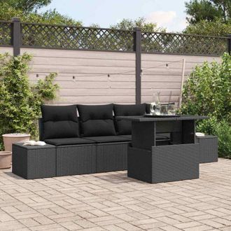 vidaXL Conjunto De Sof&aacute; De Jard&iacute;n Manual 5 Pcs Negro 100 X 55 X 73 Cm Vidaxl