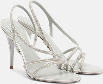Rene Caovilla Crystal-embellished satin sandals