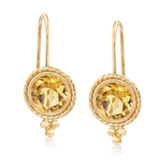 Ross-Simons Citrine Drop Earrings in 14kt Yellow Gold