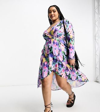 Twisted Wunder Plus Bunt gemustertes Wickelkleid