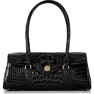 Brahmin Dayan Croc Embossed Leather Satchel in Black at Nordstrom
