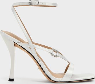 Charles & Keith Crystal-Buckle Ankle-Strap Heels
