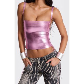 Jaded London Metallic Bandage Bustier Top in Pink at Nordstrom, Size X-Small
