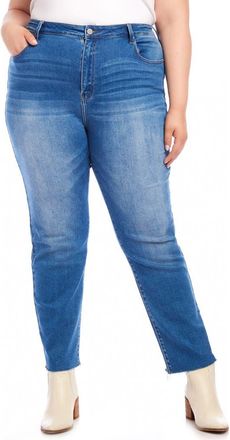 Karen Kane Raw Hem Straight Leg Jeans in Denim at Nordstrom, Size 14W