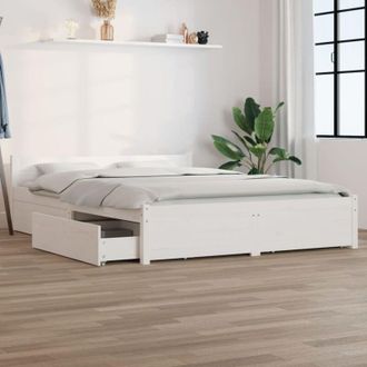 vidaXL Giroletto con Cassetti Bianco 160x200 cm - Vidaxl