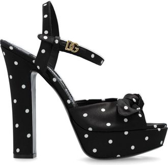 Dolce & Gabbana 150mm polka-dot sandals - women - Polyester/Leather/Leather - 38 - Black