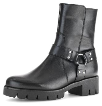 Gabor Bikerboots GABOR, Damen, Gr. 38,5, schwarz, Kalbsleder, unifarben, Schuhe Bikerboots, Blockabsatz, Stiefelette, Boots mit Best Fitting-Ausstattung
