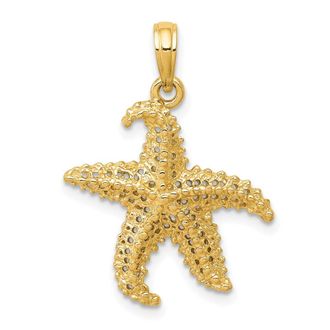 Diamond2Deal 14k Gold Polished Open-Backed Starfish Pendant