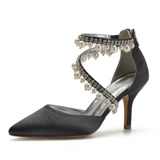 Miyoopark Women Shoes Heels for Wedding Closed Pointed Toe Evening Pumps Shoes M521 Black UK 4.5