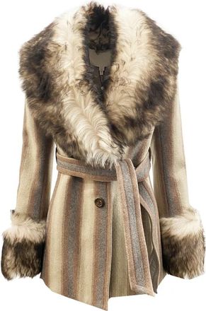 Marc Jacobs Bruine Jas met Bontrand - Dames - Jassen - Veelkleurig - 2XS - Wol - Jassen