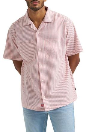 Wrangler Stripe Graphic Camp Shirt in Dustry Rose at Nordstrom, Size Xx-Large