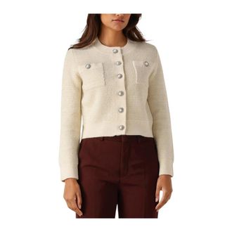 Suncoo Gezellig Ecru Gebreid Vest - Dames - Truien - Beige - Maat: XS Acryl