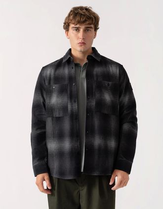Belstaff Mens Belstaff Mens Outpost Shirt Brushed Cotton Flannel - Black - Size: 40/Regular
