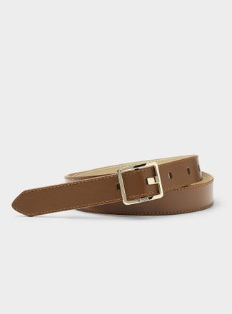 BOSS Womens Square-buckle leather thin belt