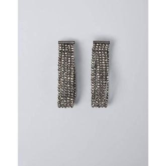 Brunello Cucinelli WomenS Grey Glass Beaded Earrings, Size