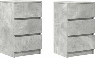 vidaXL Vidaxl - Bedside Cabinets with 3 Drawers 2 pcs Concrete Grey 39x35x65 cm