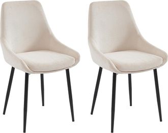 Vente-Unique Juego de 2 sillas de terciopelo de canal&eacute; y metal - Crema - MASURIE