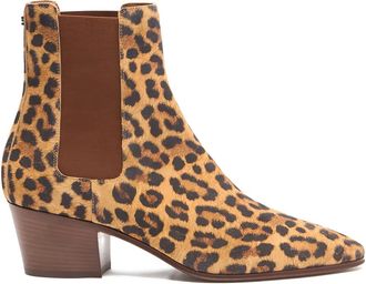 Casadei 50 mm enkellaarzen met luipaardprint en blokhak - Bruin