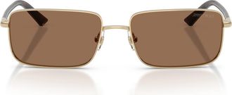 Jimmy Choo London 55mm Rectangular Sunglasses in Pale Gold /Dark Brown at Nordstrom