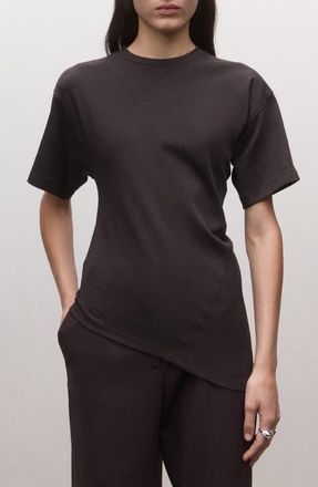 Mango Asymmetric Fitted Cotton T-Shirt in Wine at Nordstrom, Size X-Small