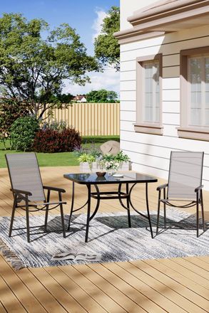 Living and Home 2-Seater Outdoor Garden Dining Bistro Set in Black