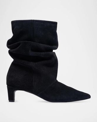 Bernardo 45mm Etta Slouched Suede Mid-Calf Boots