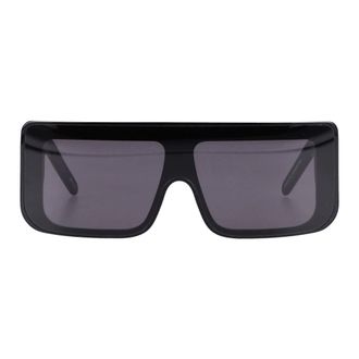 Rick Owens Sunglasses, male, Black, Size: ONE SIZE Rectangular Frame Black Lens Sunglasses