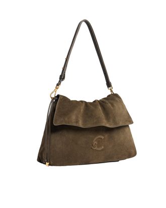 Coccinelle Womens Shoulder Bag Lidia Suede Taupe Taupe-Taupe Bovine Split Leather Taupe/taupe
