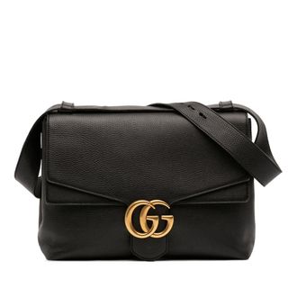 Gucci Pre-owned Gucci Large GG Marmont Pebbled Calfskin Flap Shoulder Bag Ladies XC05W9VB6I1LDCAV