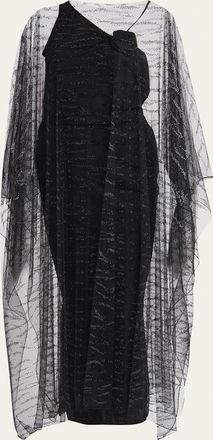 Giorgio Armani Crystal Embellished Sheer Long Cape