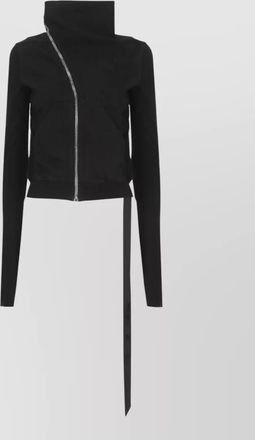 Rick Owens cotton asymmetric zip hooded sweatshirt