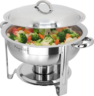 MegaChef 5.3 Quart Round Stainless Steel Professional Chafing Dish/Food Warmer/Buffet Server Serving Trays in Silver at Nordstrom