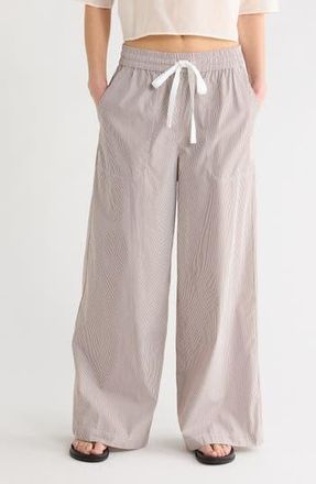 TWP Main St. Cotton Wide Leg Pants in White/Chocolate at Nordstrom Rack, Size Xx-Small
