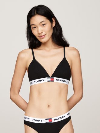 Tommy Hilfiger Bralette-BH, Damen, Gr. XL (42/44), N-Gr, schwarz, Obermaterial: 90% Baumwolle, 10% Elasthan, TOMMY HILFIGER UNDERWEAR, kontrastfarbene Details, Basic