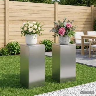 vidaXL Vidaxl Supporto Per Piante 2 Pcs Argento 30 X 30 X 60 Cm Acciaio Inox