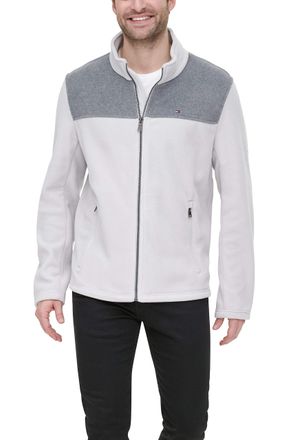 Tommy Hilfiger Mens Classic Zip Front Polar Fleece Jacket, Light Grey/Ice, L
