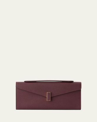 Valextra Iside Turn-Lock Leather Clutch Bag