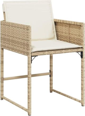 vidaXL Vidaxl - Sillas de jardín con cojines 4 uds ratán sintético beige