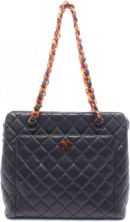 Chanel Black Leather Handbag Tote Bag (Pre-Owned)