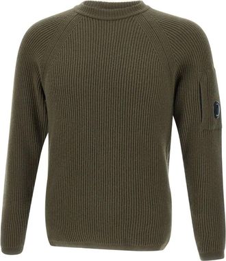 C.P. Company C.p. Company, Truien & Vesten, Heren, Groen, S, Wol, Groene Lamswol Crew Neck Sweater