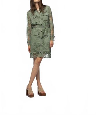 Max & Moi Robe Chemise Broderie Anglaise Shirt Dress In Green